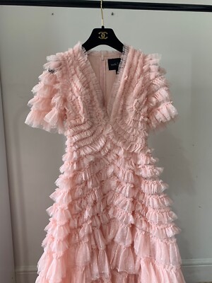 Needle Thread Pink Willow Ruffle V-Neck Gown BRAND NEW