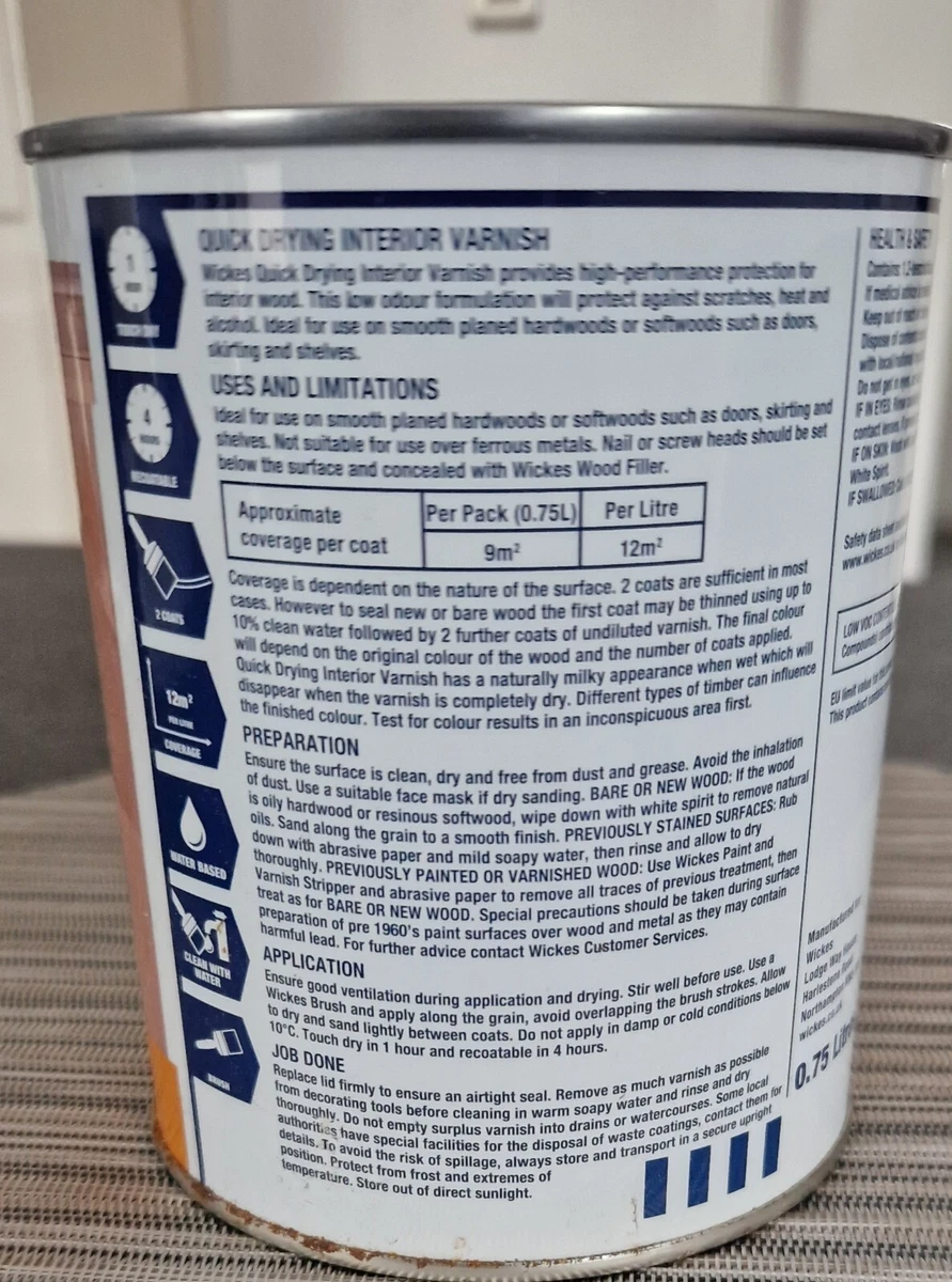Wickes Interior Varnish Quick Drying Furniture Paint Clear