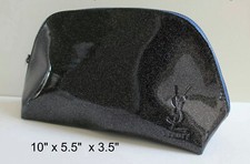 YSL Beauty Black Faux Patent Leather MAKEUP COSMETIC ZIP BAG - NEW
