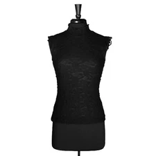 Creative Design Works Blouse Black Floral Lace Sleeveless Stretch Whimsigoth S