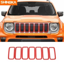 7pcs Front Grille Grill Inserts Trim Cover Ring for Jeep Renegade 2019-2022 Red