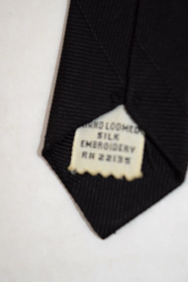 Corbata de cuello de colección Gaberdine como años 60 telar manual seda patrón bordado único 52 x 2" Foto 4 de 4
