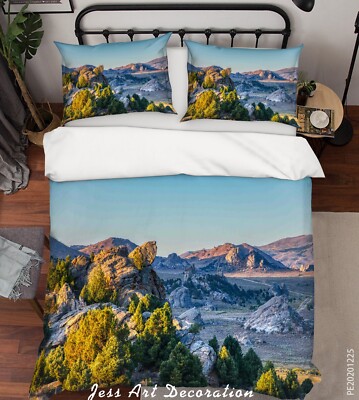 3D Mountain Rock Sky Landscape Quilt Cover Set Bedding Sets Pillowcases Queen