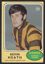 1970 AFL VFL SCANLENS ROOKIE - 59 Kevin HEATH (HAWTHORN) RARE HIGH QUALITY CARD