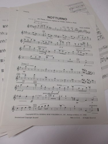 Istvan Karods Notturno Nocturne Flute English Horn Violin Harp Viola Sheet Music - Picture 3 of 7
