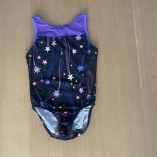 Women's Plum Practicewear Sz M Purple Black Shooting Stars Leotard USA Made