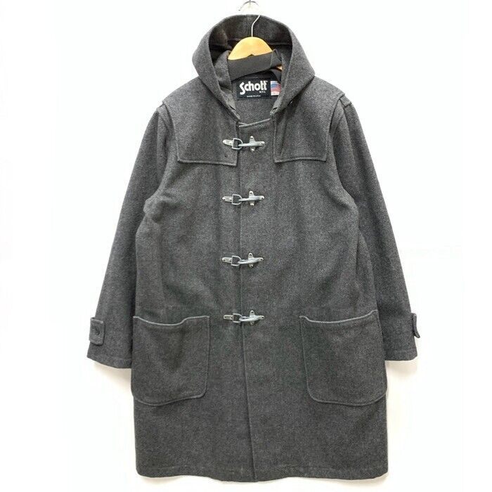SCHOTT FIREMAN DUFFEL COAT Hood Parka Outerwear Size L Gray SCHOTT FIREMAN DUFFEL COAT Hood Parka Outerwear Size L Gray