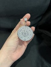 Colgante medalla calendario maya azteca corte diamante plata de ley 925 para hombre y mujer