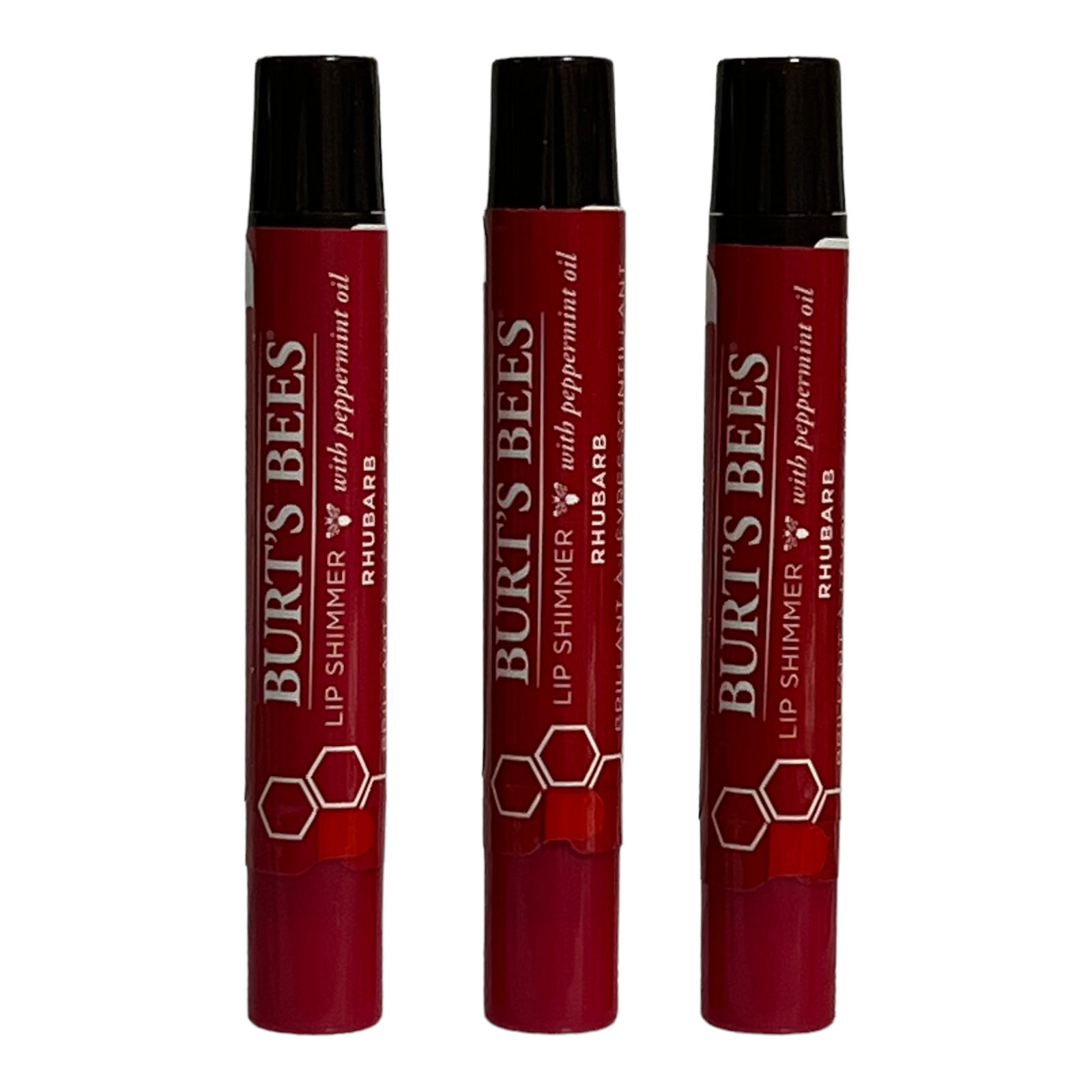 Burt's Bees RHUBARB Lip Shimmer Peppermint Oil 100 Natural .09oz 1 to 4 tubes eBay