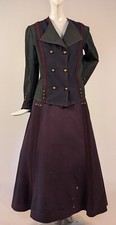UNUSUAL EDWARDIAN TRI TONE WOOL WALKING SUIT W STUD BUTTON TRIM