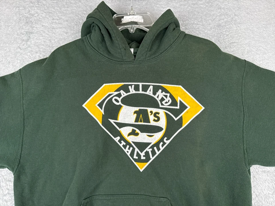 Oakland Athletics Baseball Sweater Adult Large Green Pullover Hoodie Jersey READ - Image 4 of 4