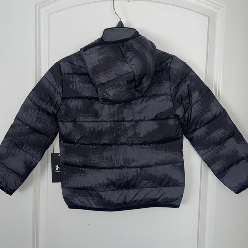 Under Armour Youth Boys Puffer Jacket Print Black Gray Size 5 - Picture 5 of 5