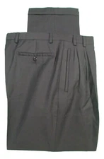 Zanella Jesse Mens Black Pleated Wool Dress Pants 34W 35x31