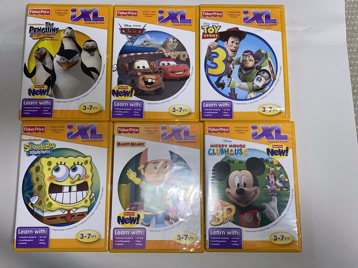 Fisher Price iXL Learning Software Games Lot Of 6 Spongebob Mickey