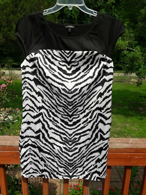 Express Animal Print Zebra Dress Fully Lined S / Small Black / White 