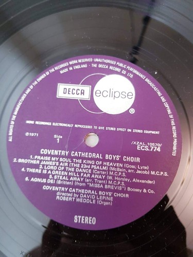 ECS 774 Coventry Cathedral Boys Choir Decca Eclipse EX/EX - Picture 12 of 12
