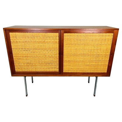 Hans Wegner RY-33 Teak, Steel, Oak Rattan Sideboard Cabinet