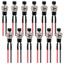 12 PCS 7mm Red Mini Momentary Push Button Switch Prewired 12V 3A 220V