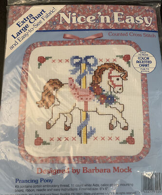 Counted Cross Stitch Kit Prancing Pony 6 x 6 Carousel Horse Dimensions 1991 NEW