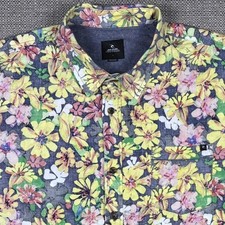 Rip Curl Men's Shirt L Hawaiian Short Sleeve Floral Flowers Slim Fit Large New