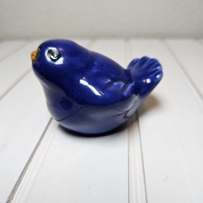 Brookwood Community Cobalt Blue Ceramic Bird Figurine Art Pottery Texas