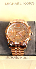 MICHAEL KORS MK8580 Lexington Crystal Pave Rose Gold-Tone Men's Watch BNWT 375