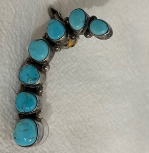 7 Stone Turquoise and Sterling Silver (Right) Ear Cuff JP Sterling Vintage