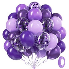 60pcs Purple Balloons 12inch with Metallic Pastel Dark 12 inches,