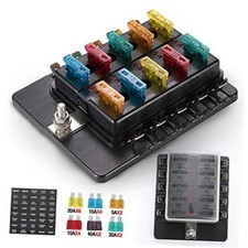 10-Way Fuse Box Blade Fuse Block Holder with LED 1Pcs 10-Way Blade Fuse Box