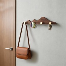 Coat Hooks,Wall Coat Rack W/Hooks, Walnut/ Cherry Wall Mounted Hooks For Hallway