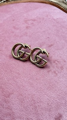 Gucci Interlocking GG Gold Tone Stud Earrings Pair Pre-Owned Italy
