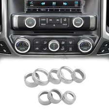 8x Silver Center Console Control Switch Knob Trim For Chevy Silverado 2014-2018