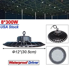 8 Pack Commercial UFO Lights 300 Watt High Bay Led Hard Wired 30000Lm 6500K CW