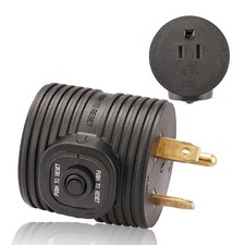 30 Amp to 110 Volt RV Power Adapter Plug Circuit Breaker 30M/15F RV Adapter