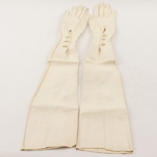 Vintage Kidtext White Leather Girls' Above Elbow Evening Gloves