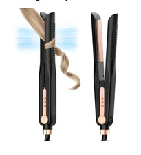 Airflow Styler, Titanium Flat Iron Hair Straightener & Curler, Black & Pink