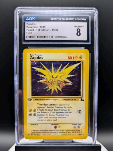 Zapdos (1st Edition) graded CGC 8 for sale on eBay