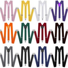 Eurzom 12 Pcs Adjustable Elastic Y Back Style Suspenders with Metal Clips 1 I...