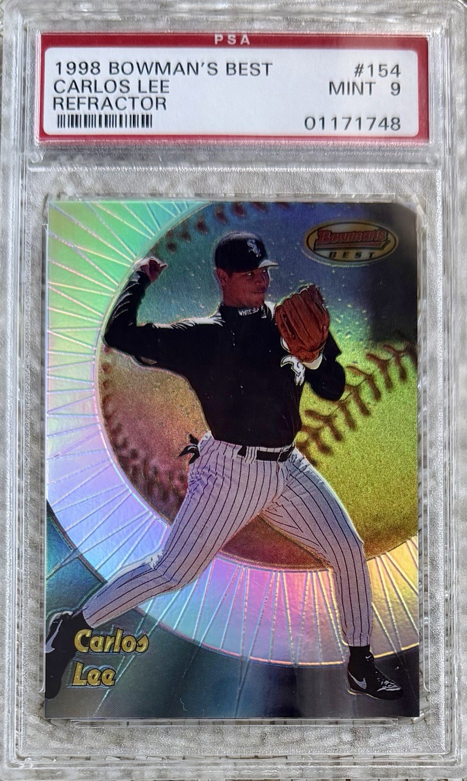 1998 BOWMAN’S BEST REFRACTOR /400 CARLOS LEE RC PSA 9 POP 10 3 HIGHER