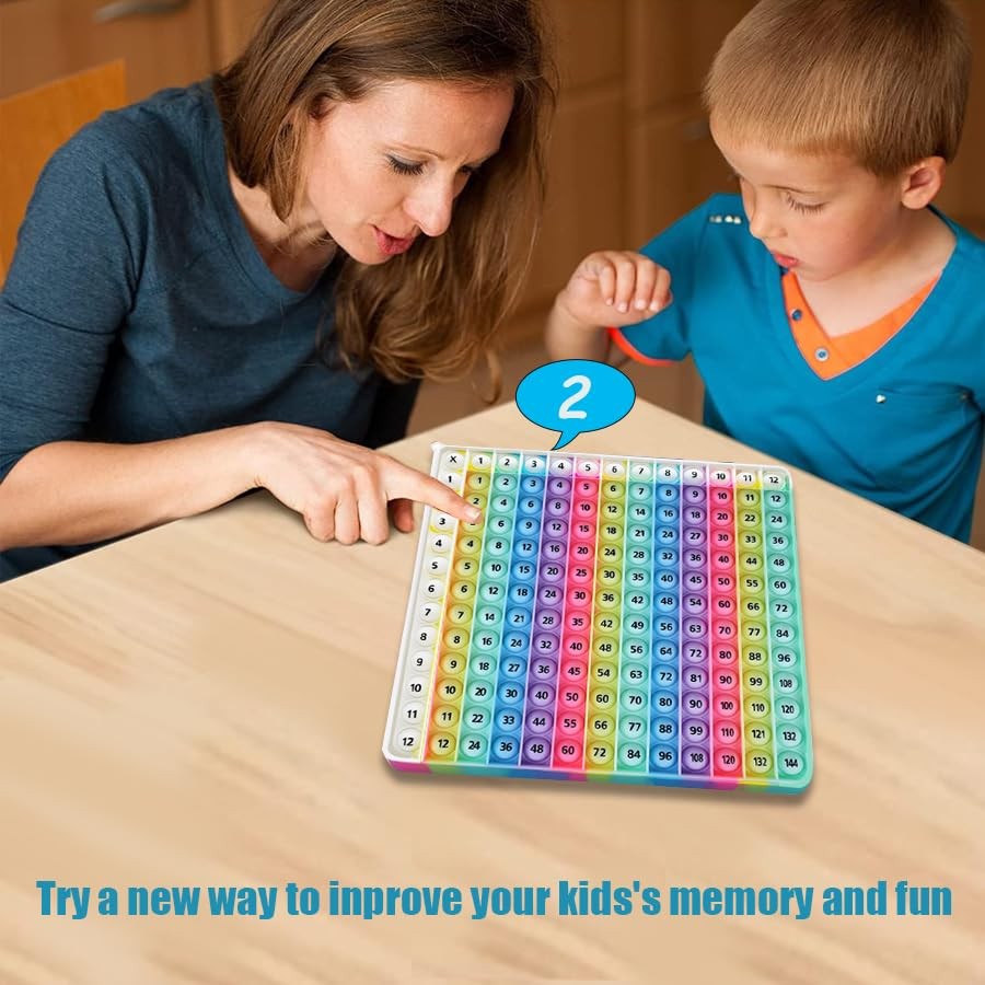 Pop It Table De Multiplication 12x12 – Kit éducatif Complet Avec Affiche, Exercices, Dés, Marqueurs, Pour Apprendre En S’amusant