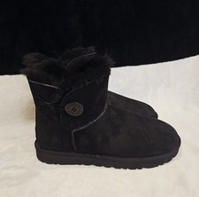 UGG Australia Mini Bailey Button II Women Size 8 Black Winter Boots