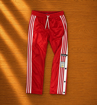 adidas Originals adibreak Trainingshose Herren L rot weiß Streifen Druckknöpfe