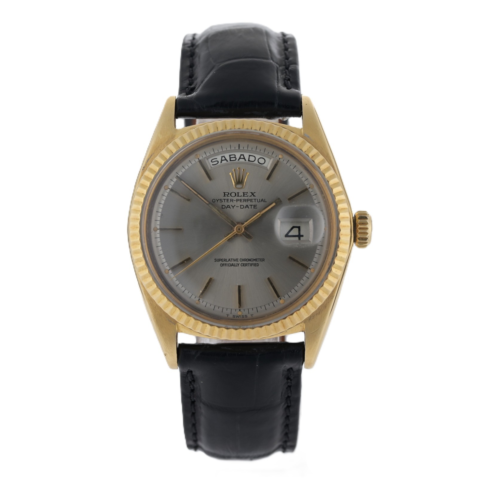 Rolex Oyster Day Date 1803 Solid 18k Gold 36mm Silver Dial Automatic Watch