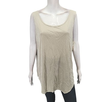 HM2 Women's Everyday Wear Trendy Sleeveless Tank Top 1X Plus Size Beige Shirt