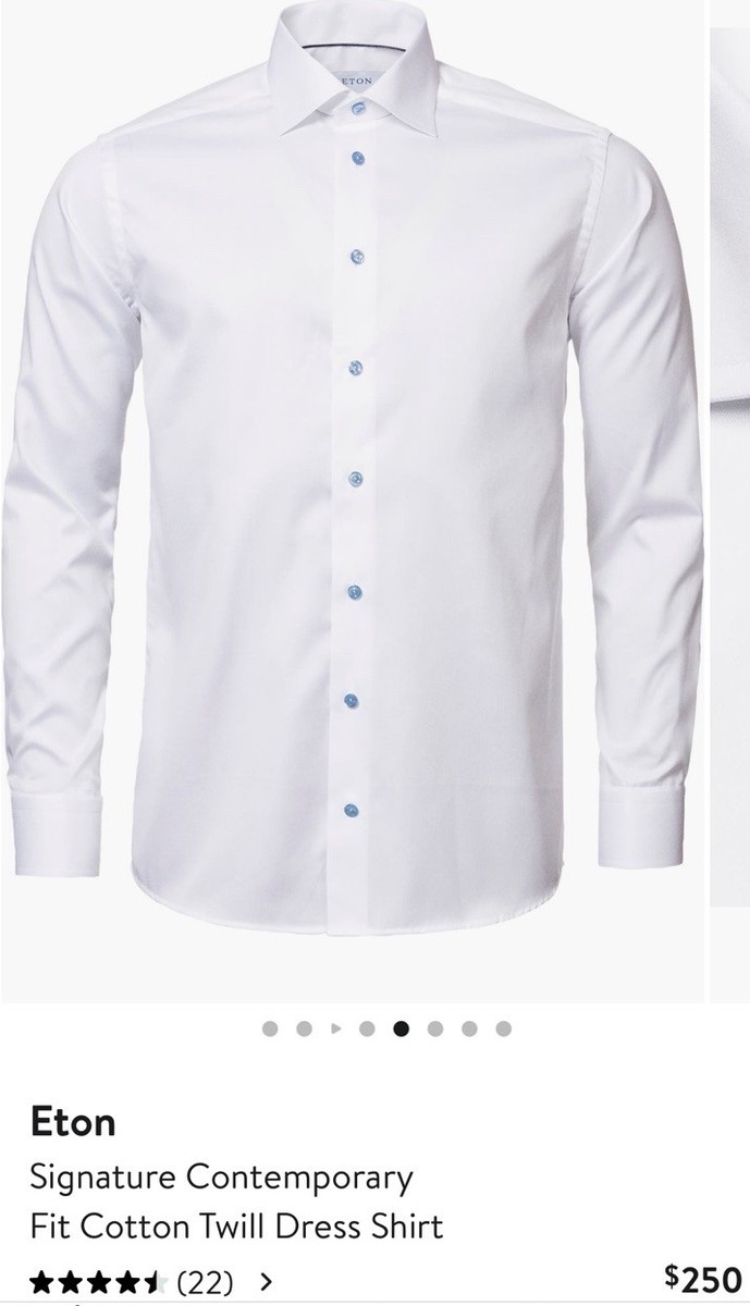 ETON Contemporary Fit White Cotton Signature Twill Shirt SZ 15.5 $275 | eBay