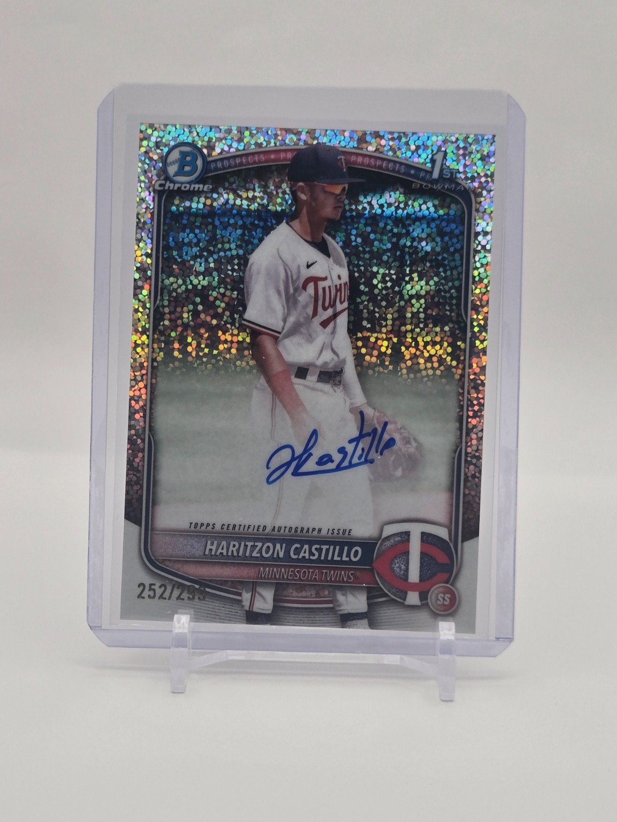 Haritzon Castillo 2025 Bowman Chrome 1st Speckle Auto 252/299 #CPA-HC, Twins
