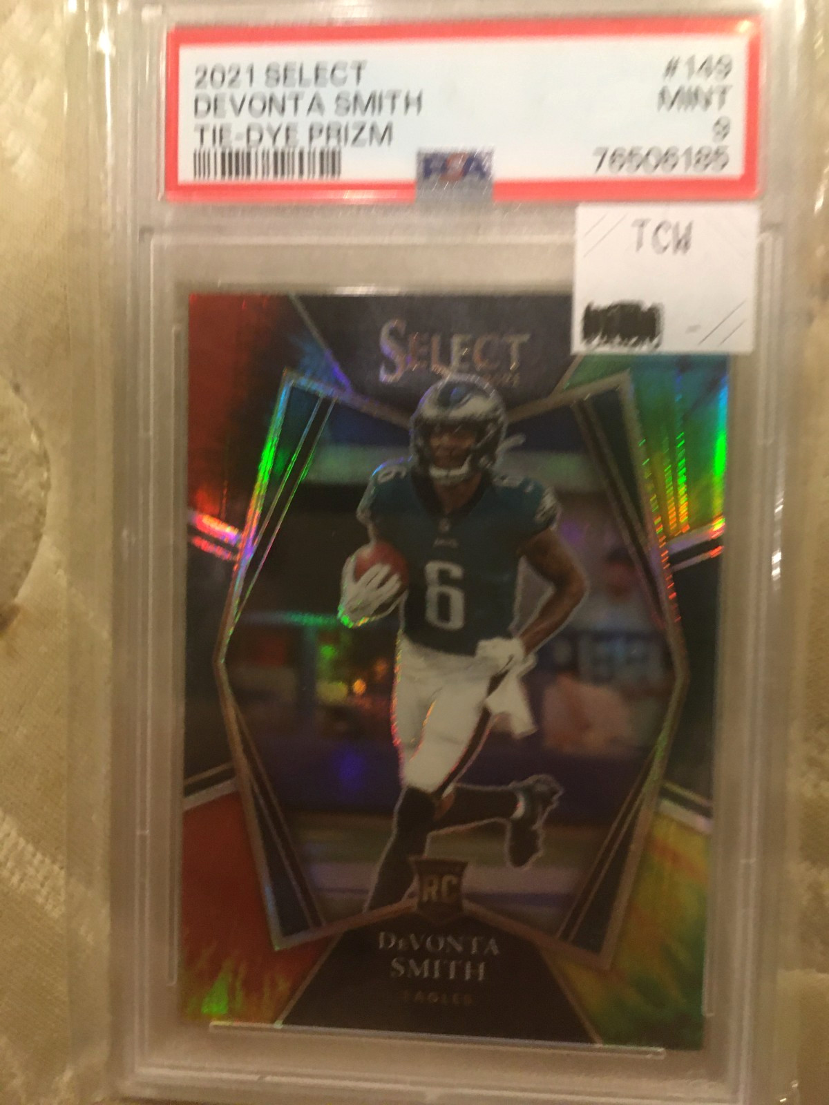 2021 SELECT DEVONTA SMITH TIE-DYE PRIZM #149 PSA 9 ROOKIE CARD SERIAL#13/25
