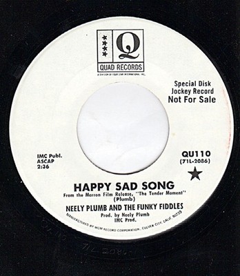 Neely Plumb And His - Happy Sad Song - Used Vinyl Record 7 - Promo - G8100z
