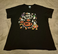 Disney World Halloween Tricks or Treat Kids Youth T-Shirt XL Black Daffy Mickey