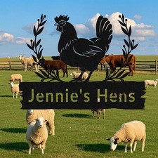 Personalized Chicken Coop Metal Sign   Custom Farmhouse Wall  Barn Decor